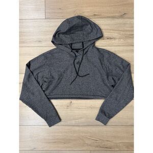 Adidas Cropped Hoodie Sweatshirt Sweater Women's XS Extra Small Gray